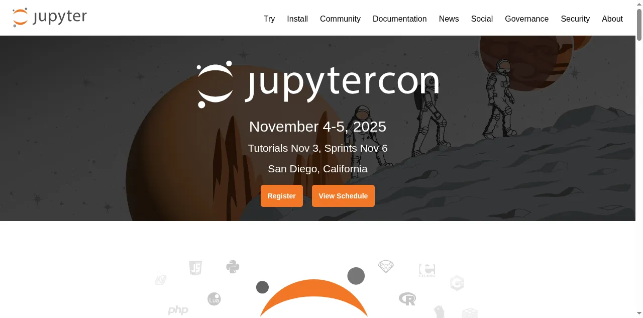 Preview of jupyter.org