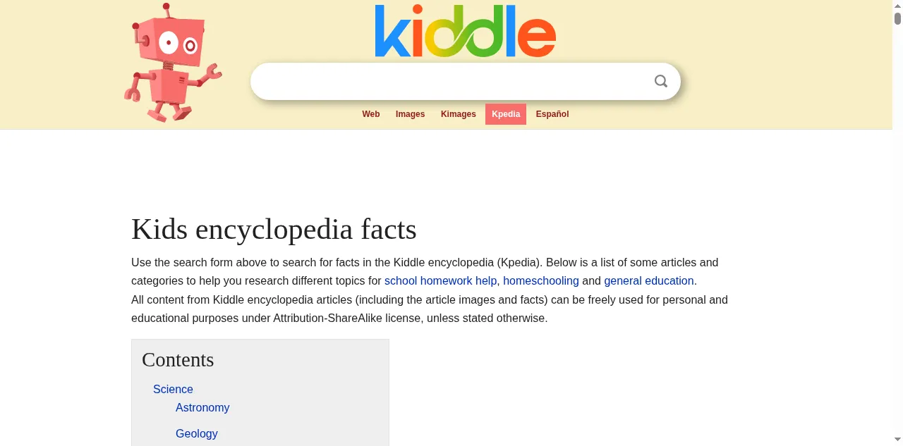 Preview of kids.kiddle.co