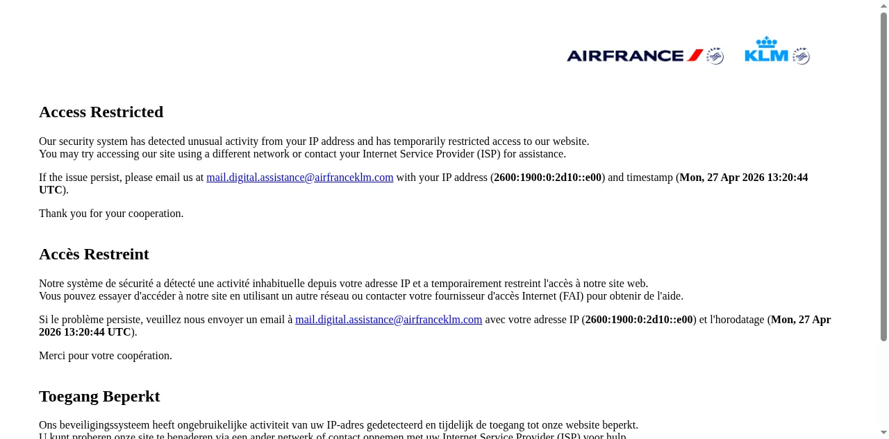 Preview of klm.be