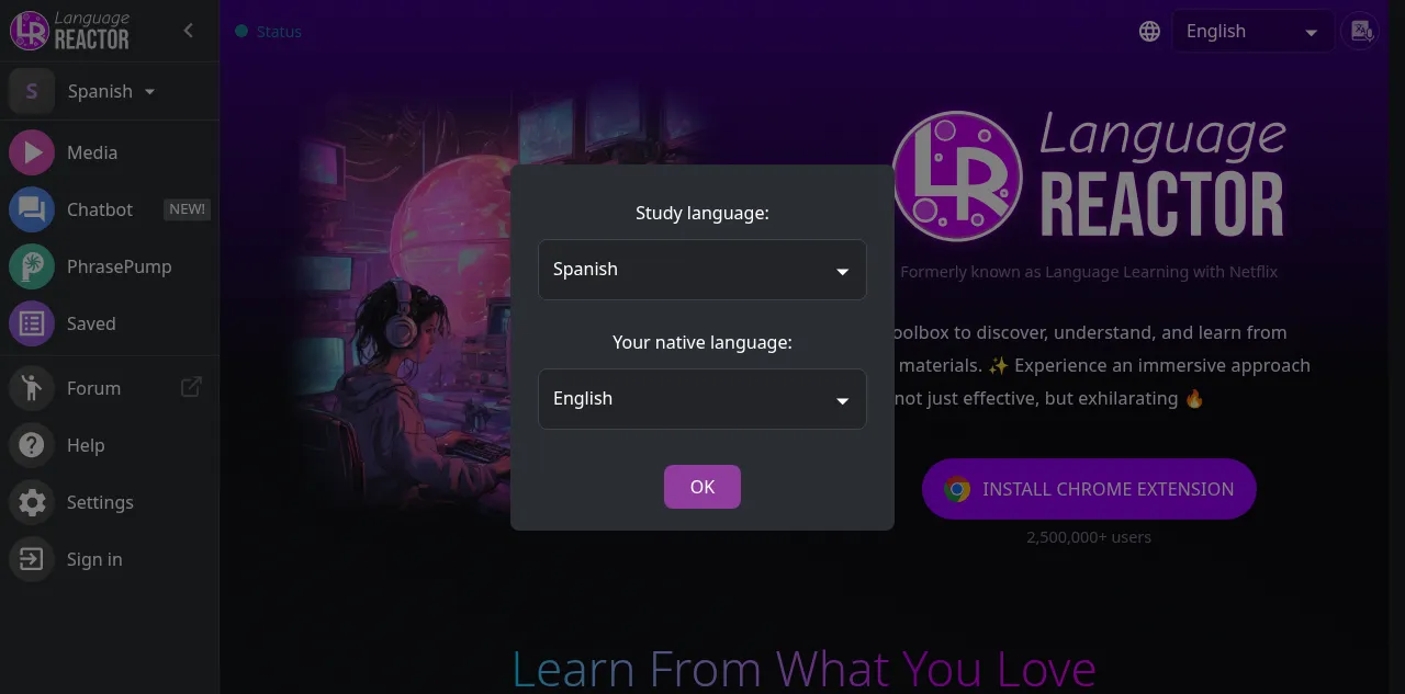 Preview of languagereactor.com