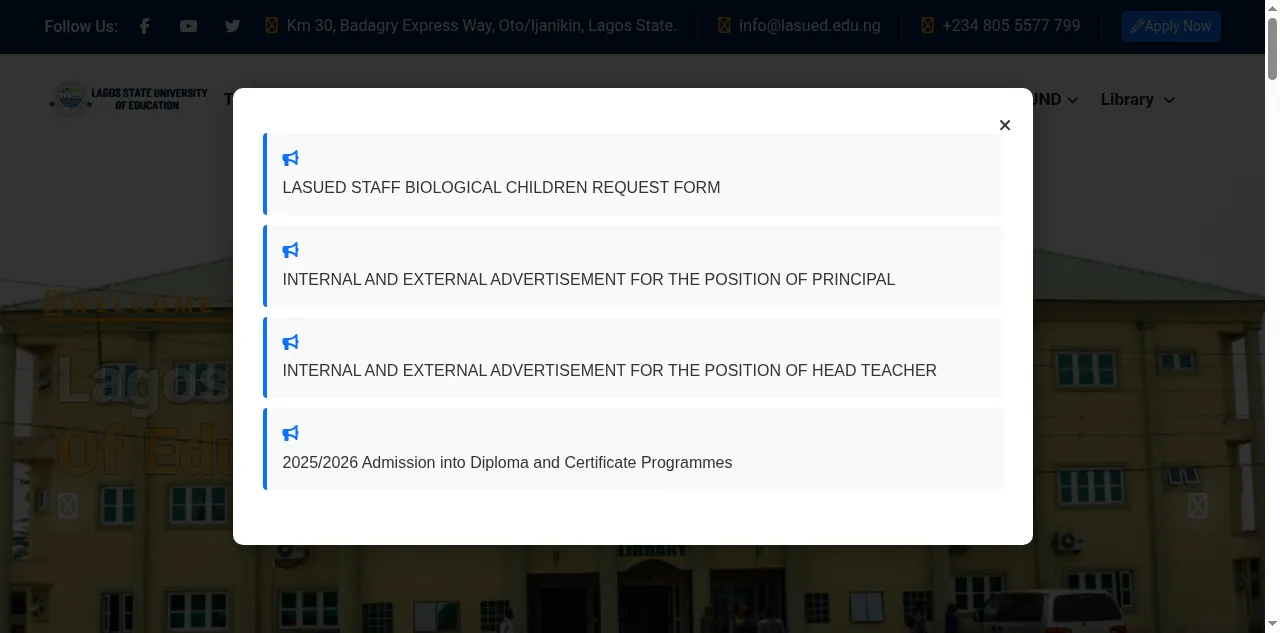Preview of lasued.edu.ng