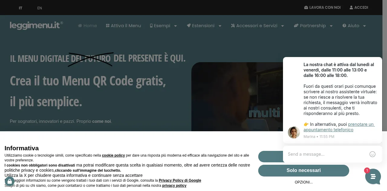 Preview of leggimenu.it