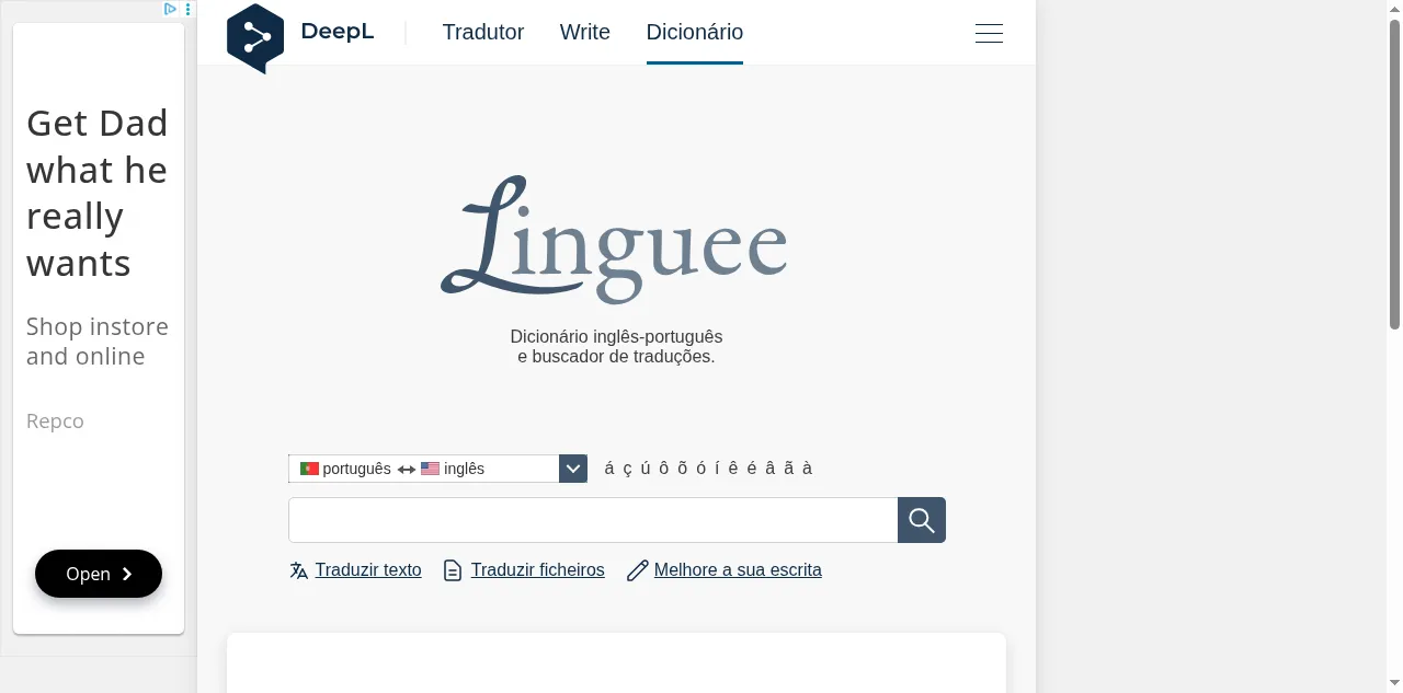 Preview of linguee.pt