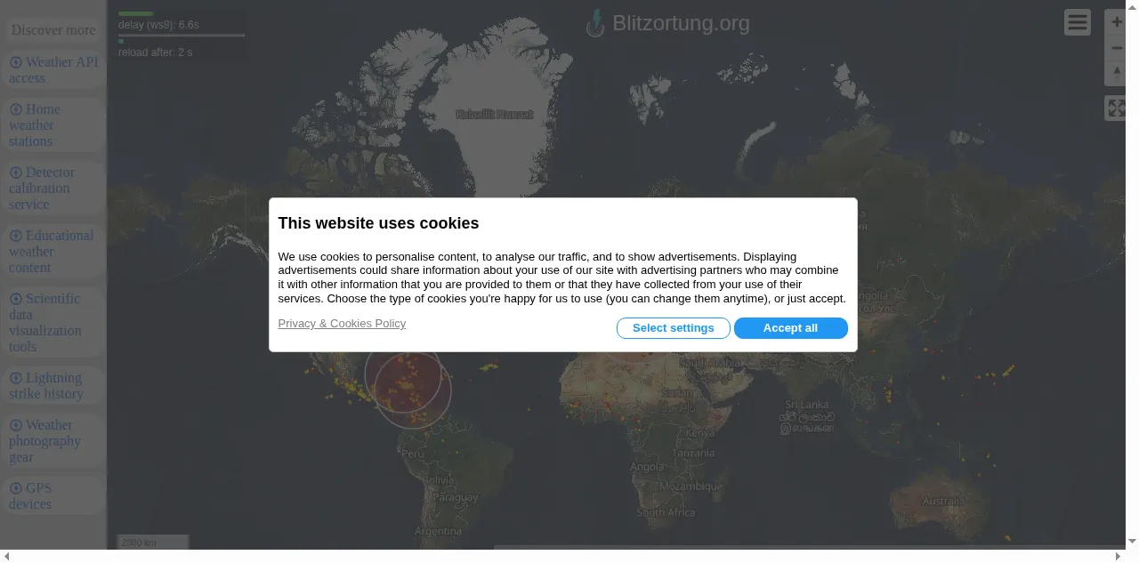 Preview of map.blitzortung.org