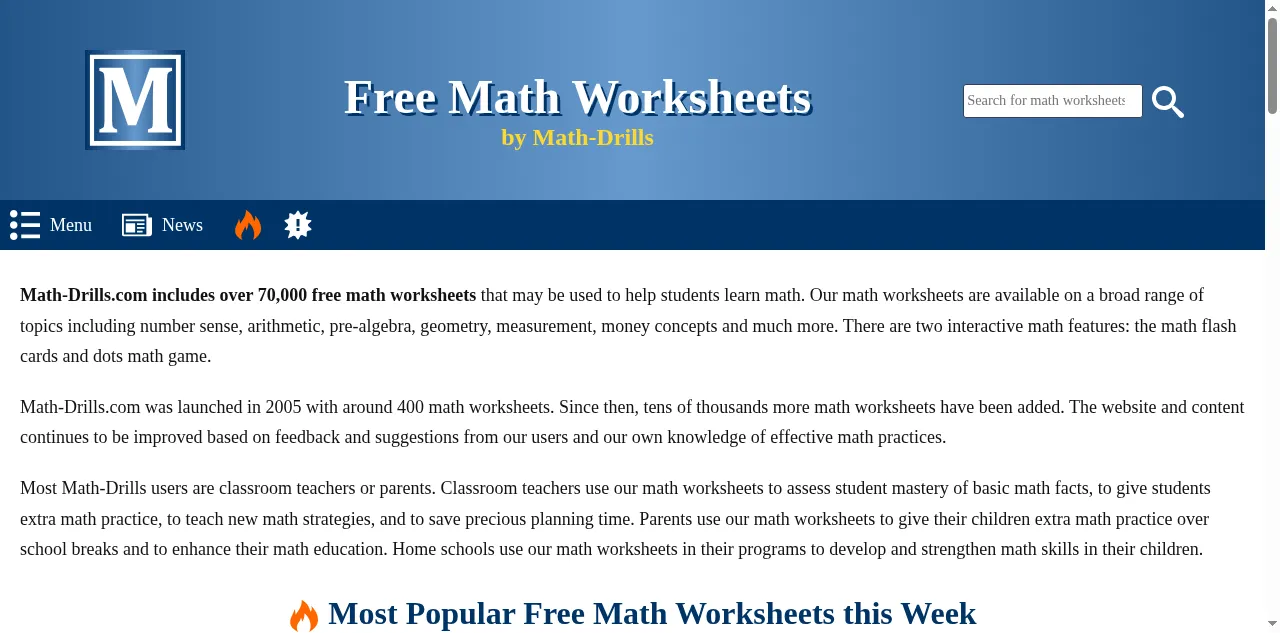 Preview of math-drills.com