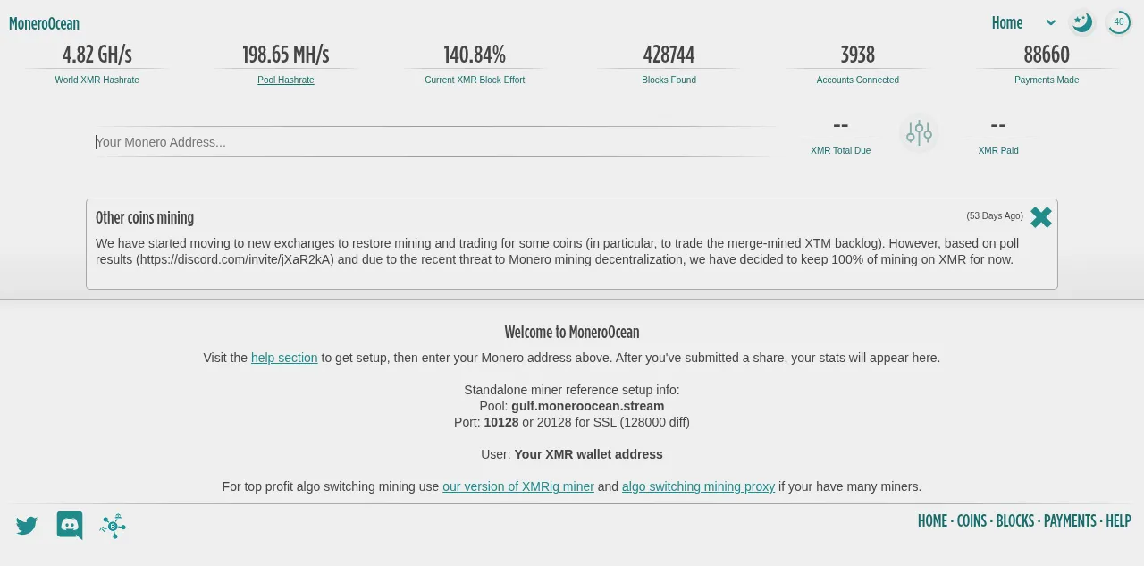 Preview of moneroocean.stream