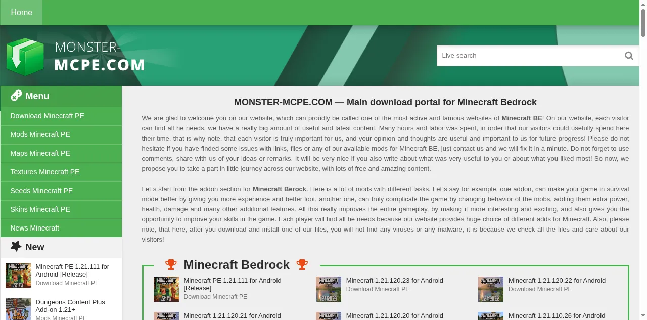 Preview of monster-mcpe.com