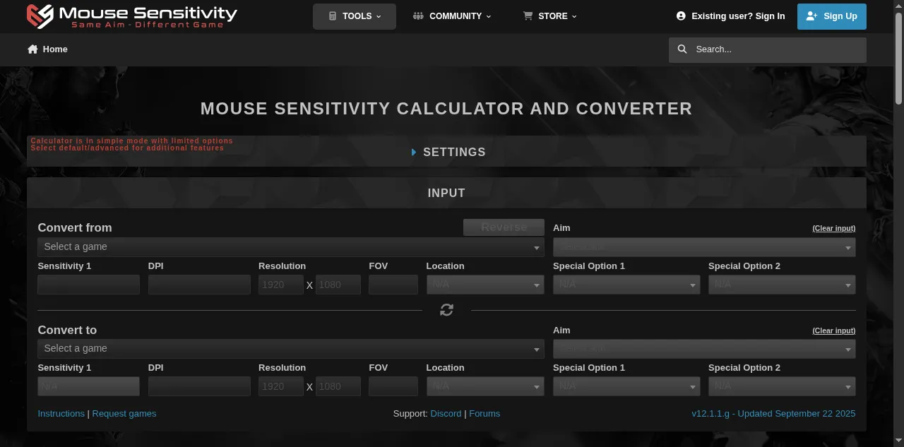 Preview of mouse-sensitivity.com