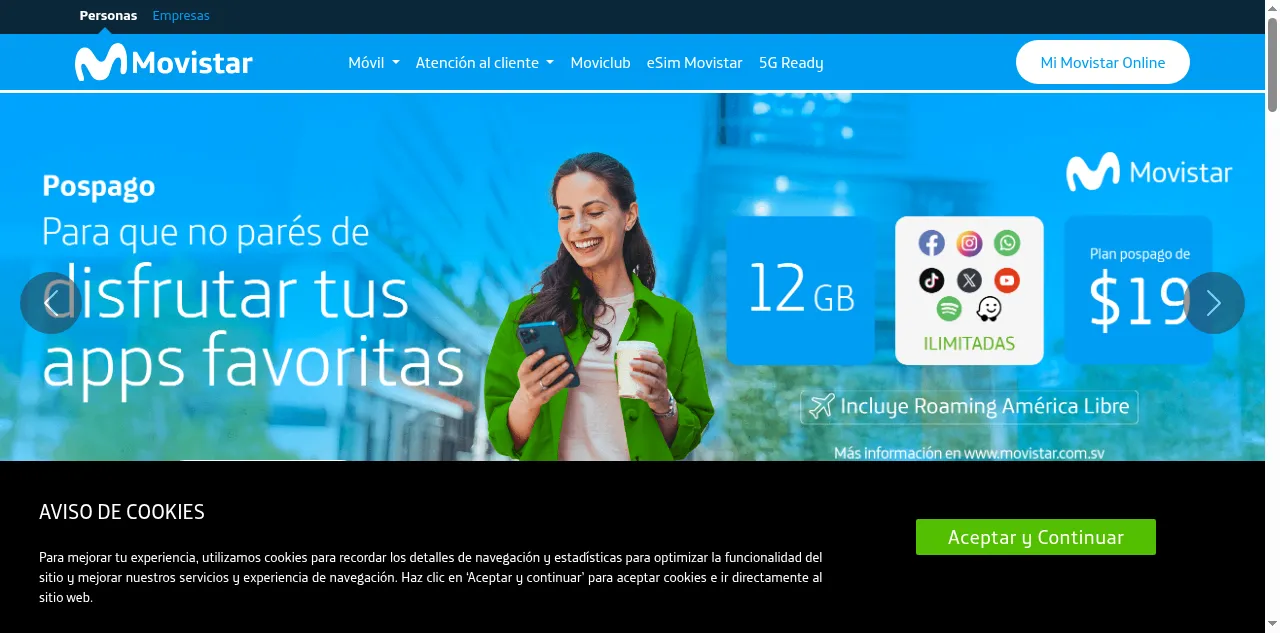 Preview of movistar.com.sv