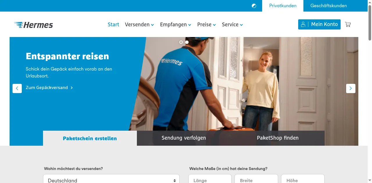Preview of myhermes.de