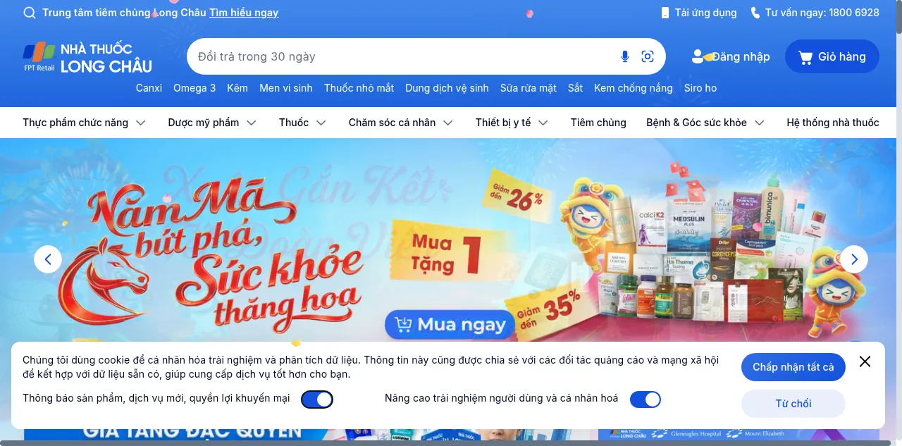 Preview of nhathuoclongchau.com.vn