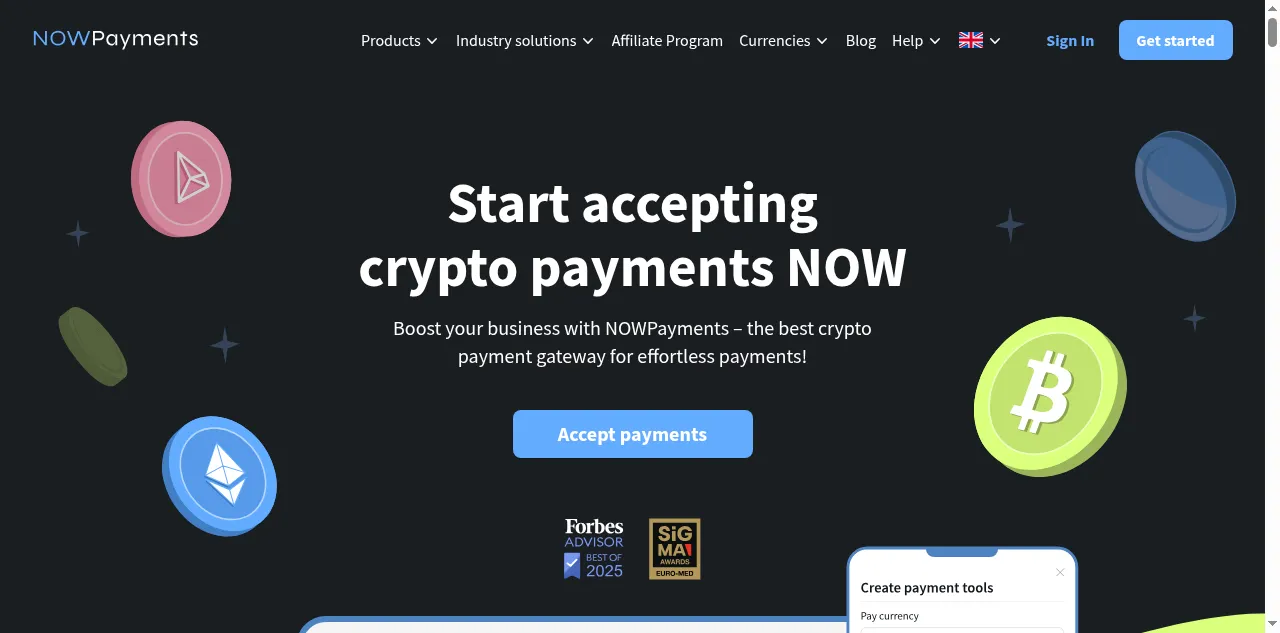 Preview of nowpayments.io