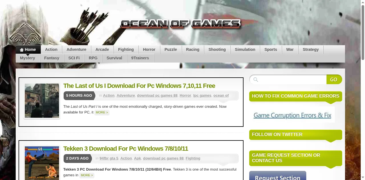 Preview of oceantogames.com
