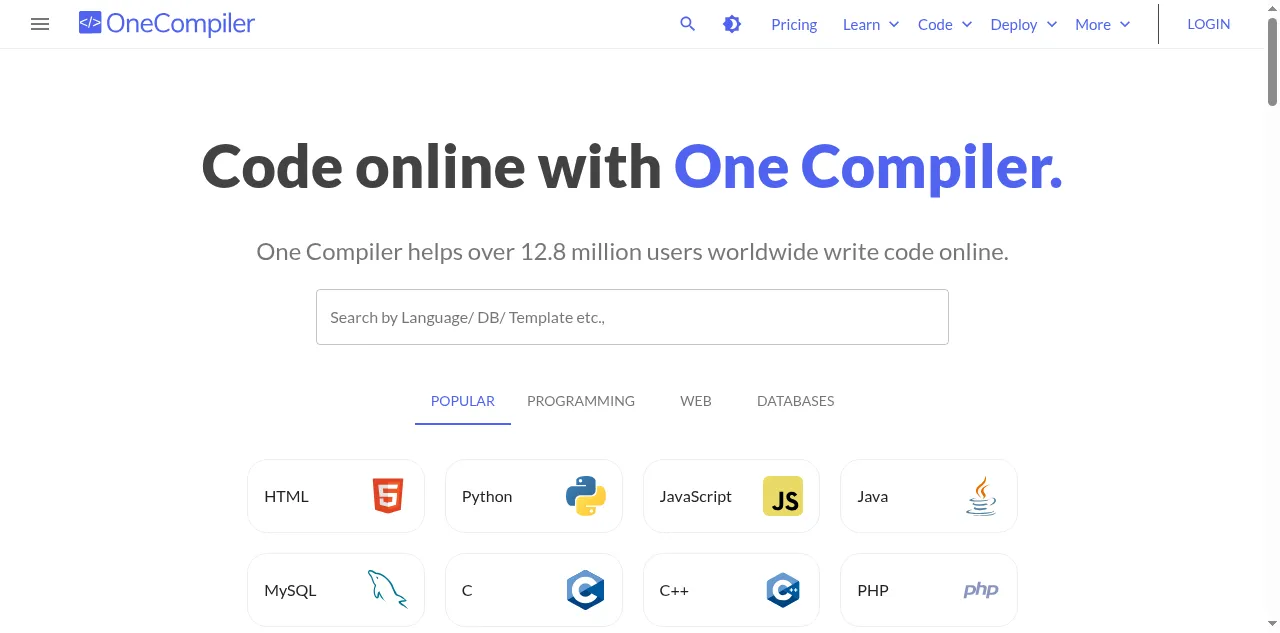 Preview of onecompiler.com