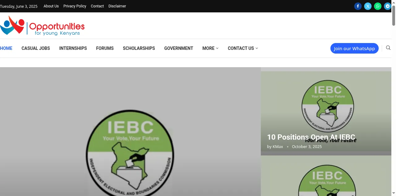 Preview of opportunitiesforyoungkenyans.co.ke