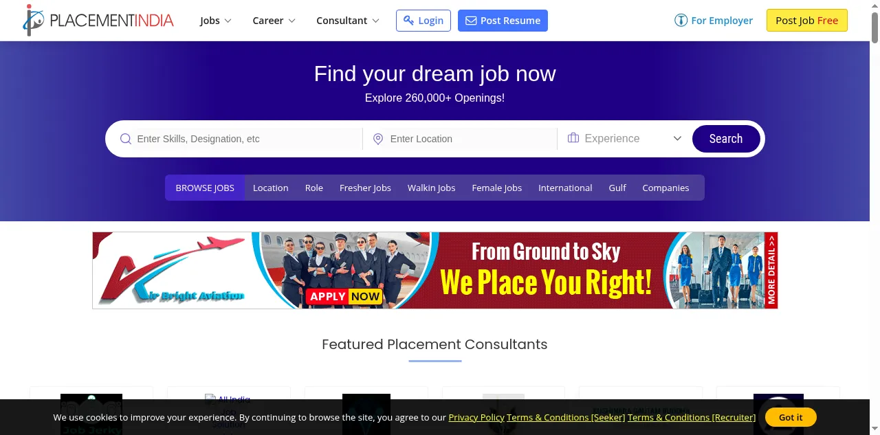 Preview of placementindia.com