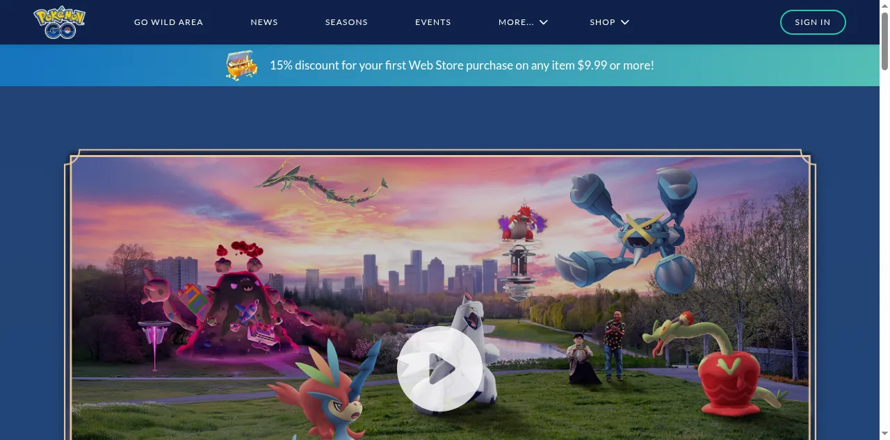 Preview of pokemongo.com