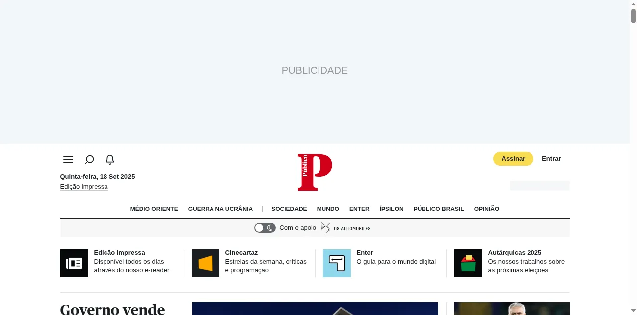 Preview of publico.pt