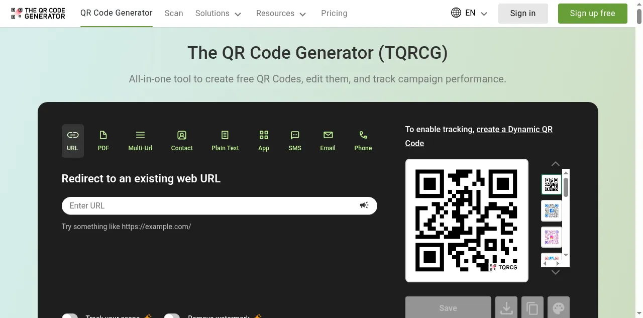 Preview of qr-codes.io