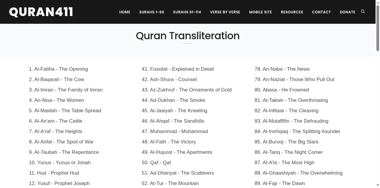 Preview of quran411.com