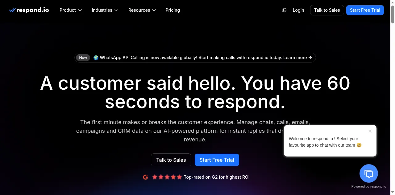 Preview of respond.io
