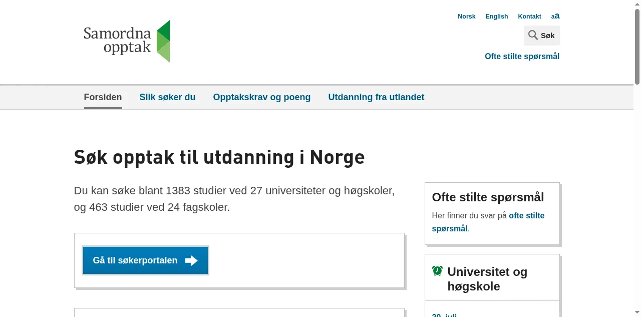 Preview of samordnaopptak.no