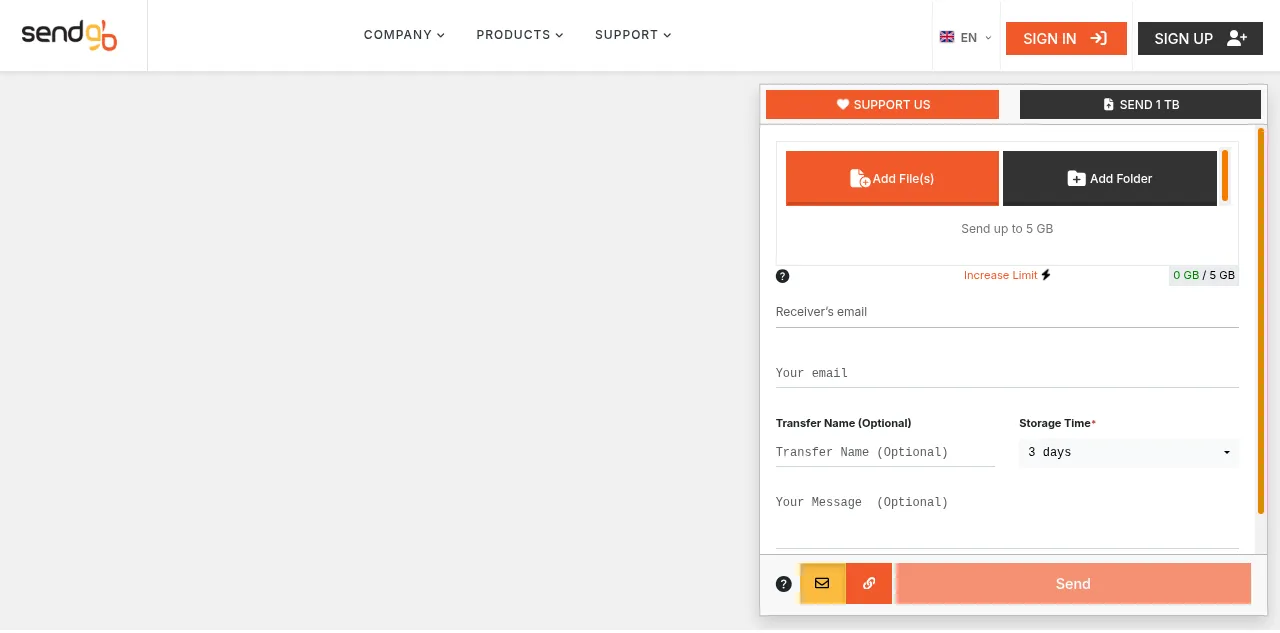 Preview of sendgb.com