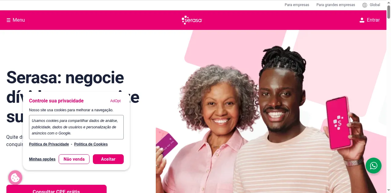Preview of serasa.com.br
