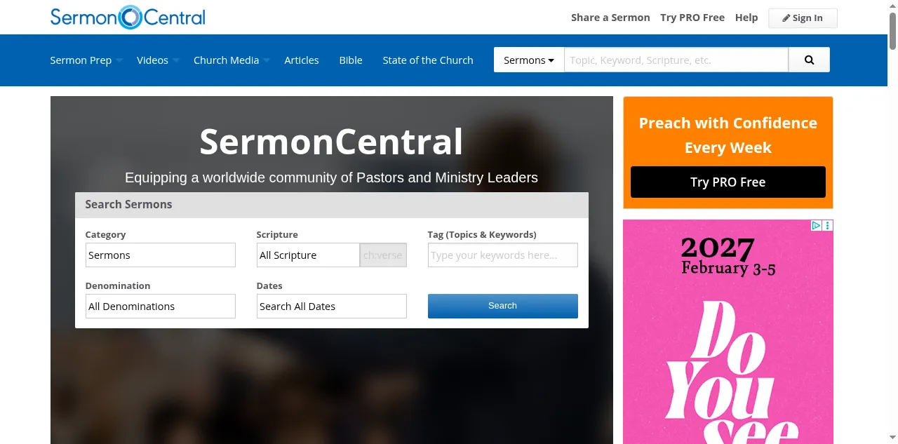 Preview of sermoncentral.com