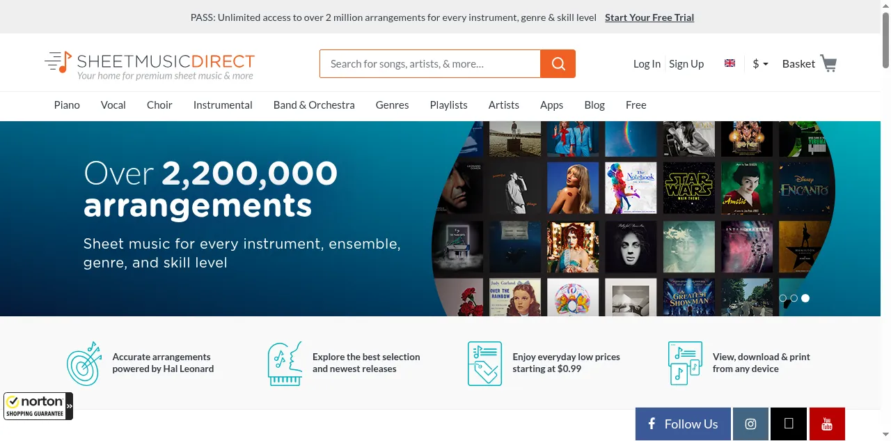 Preview of sheetmusicdirect.com