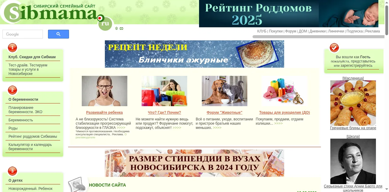 Preview of sibmama.ru