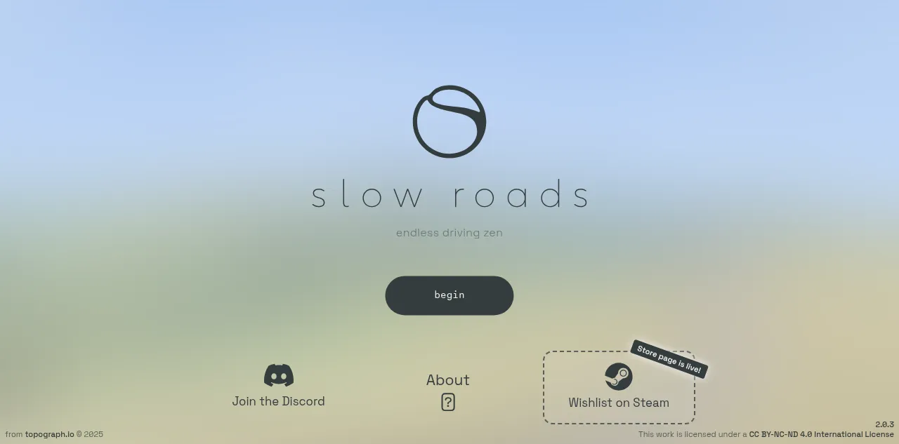 Preview of slowroads.io