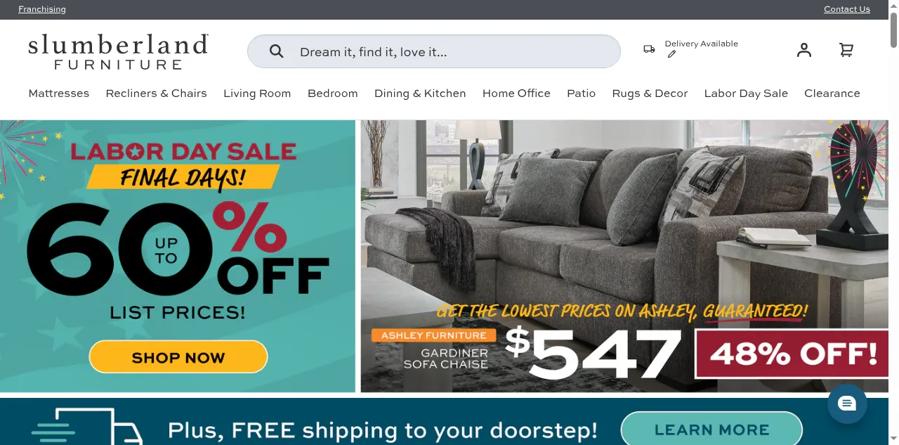 Preview of slumberland.com