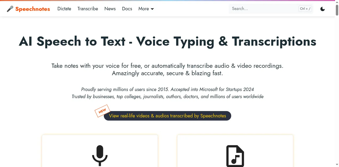 Preview of speechnotes.co