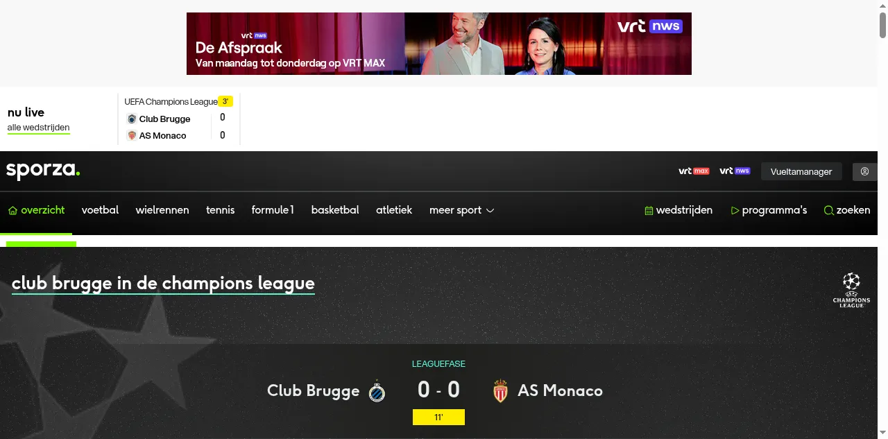 Preview of sporza.be