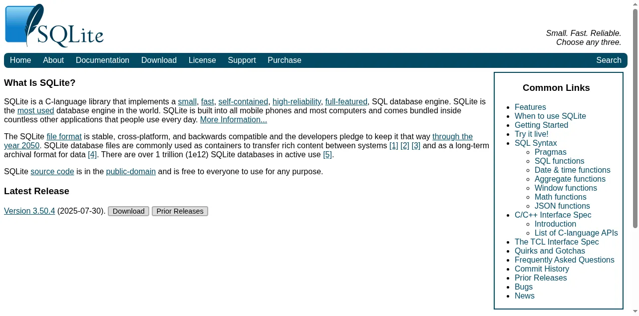 Preview of sqlite.org