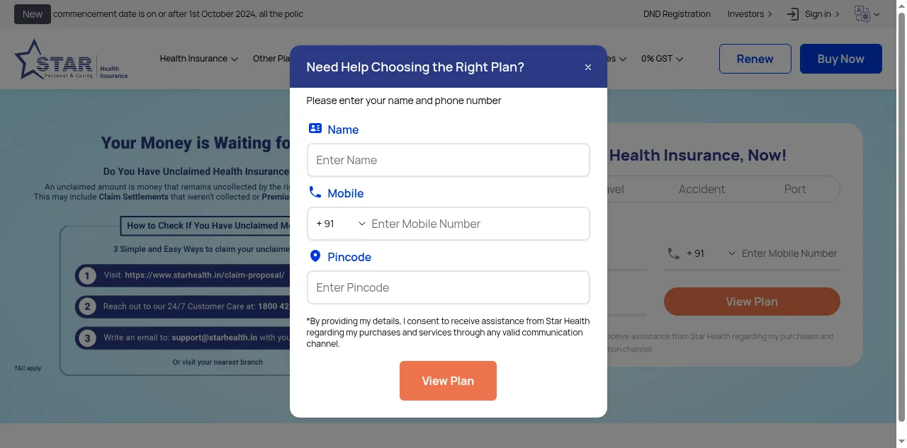Preview of starhealth.in