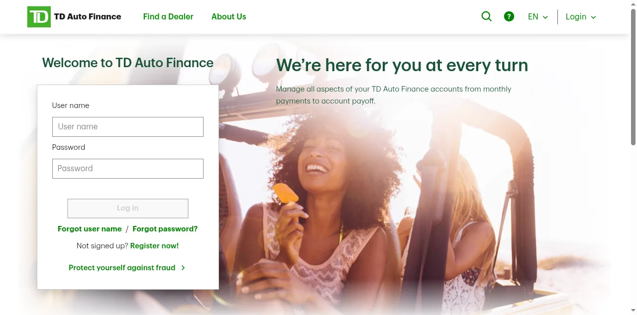 Preview of tdautofinance.com
