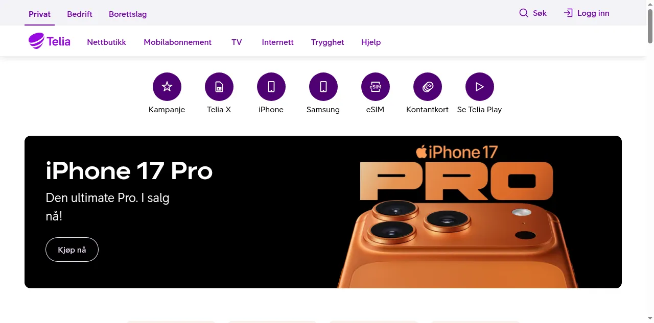 Preview of telia.no