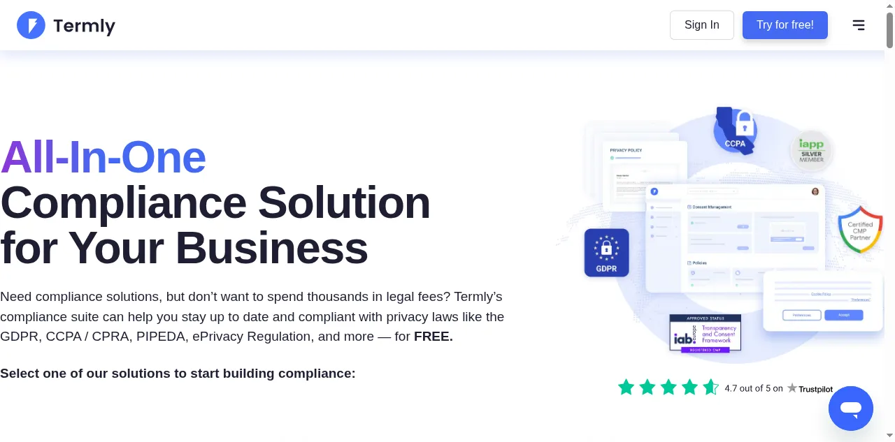 Preview of termly.io
