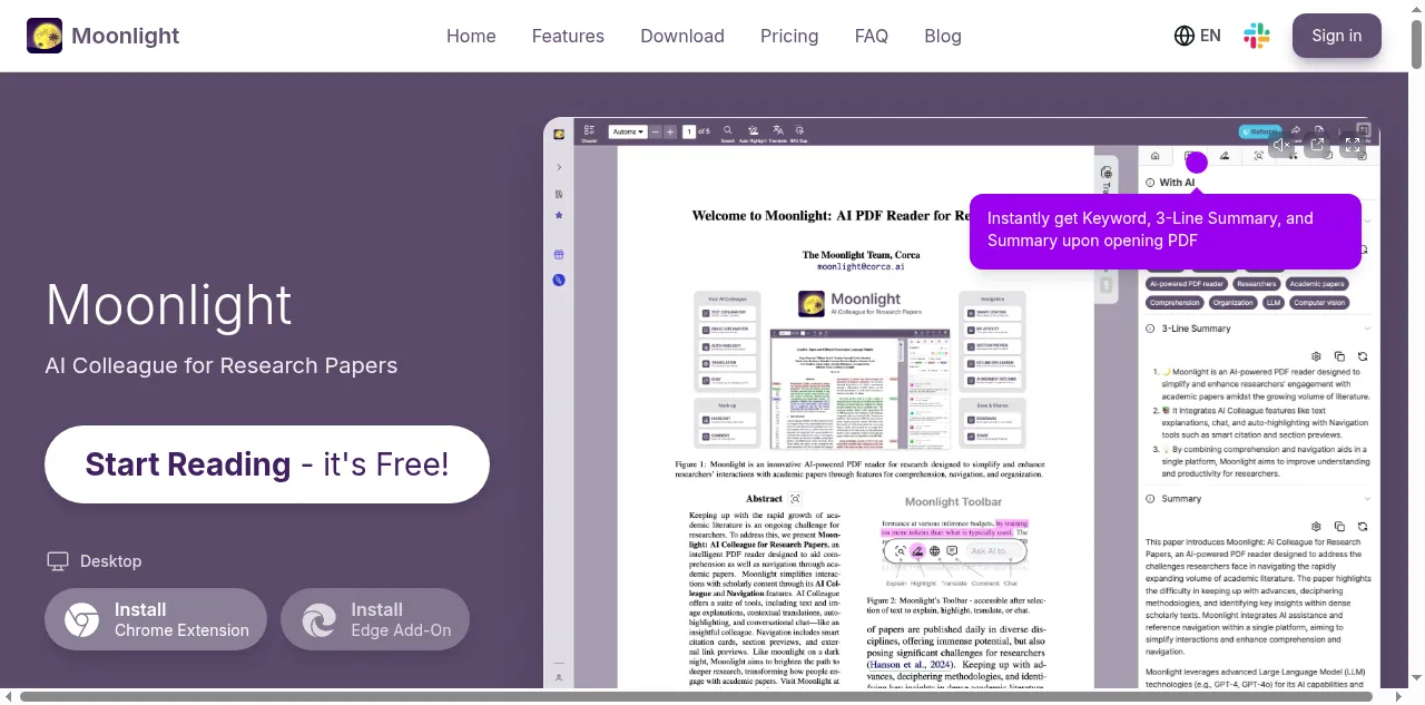 Preview of themoonlight.io