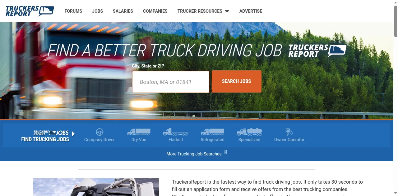 Preview of thetruckersreport.com