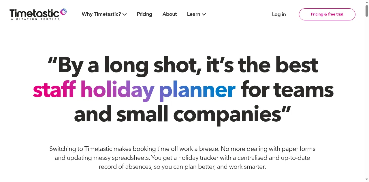 Preview of timetastic.co.uk