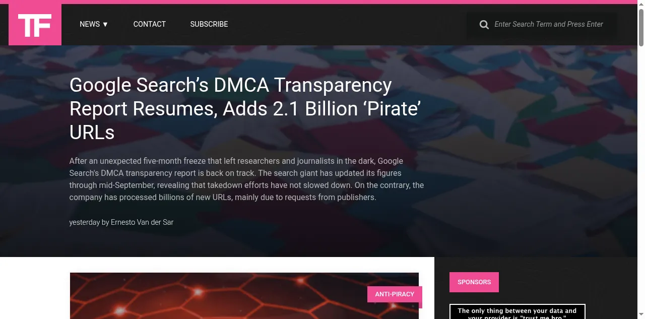 Preview of torrentfreak.com