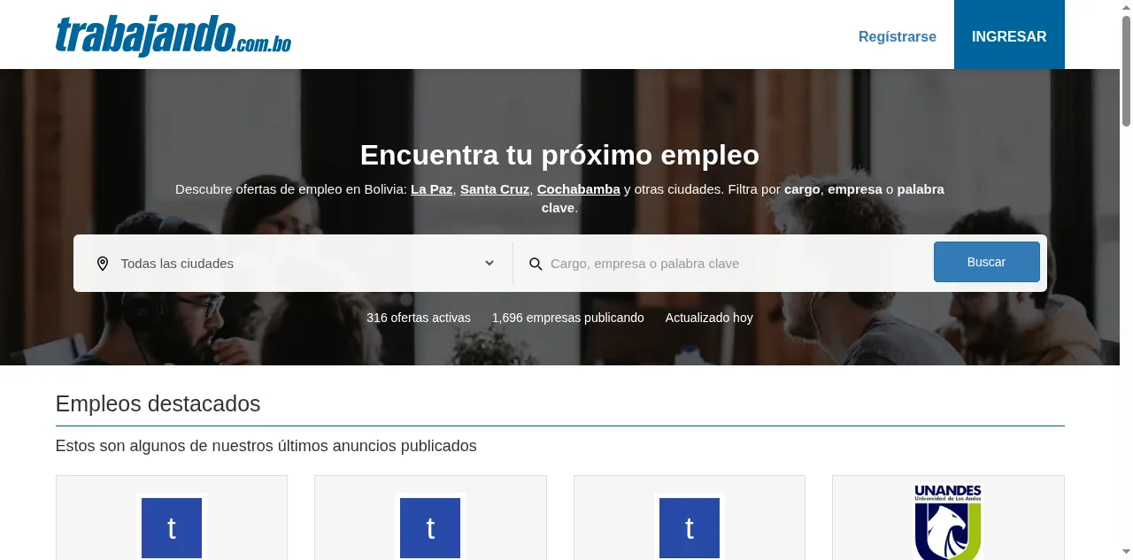 Preview of trabajando.com.bo