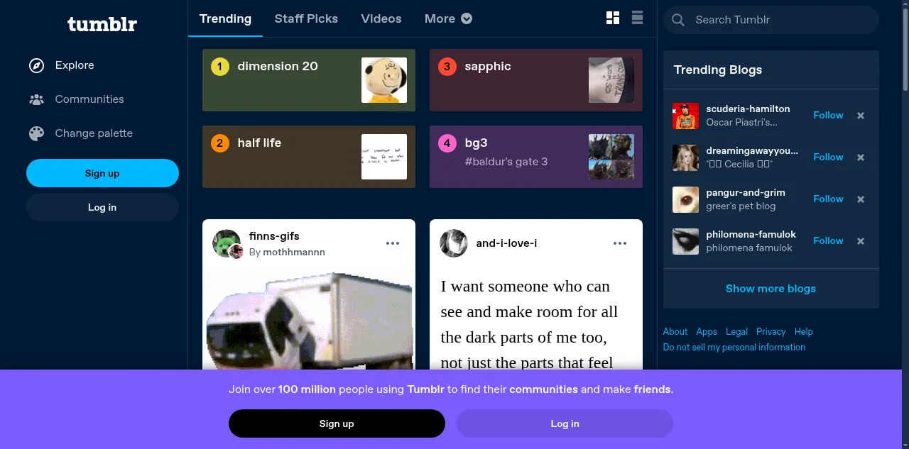 Preview of tumblr.com