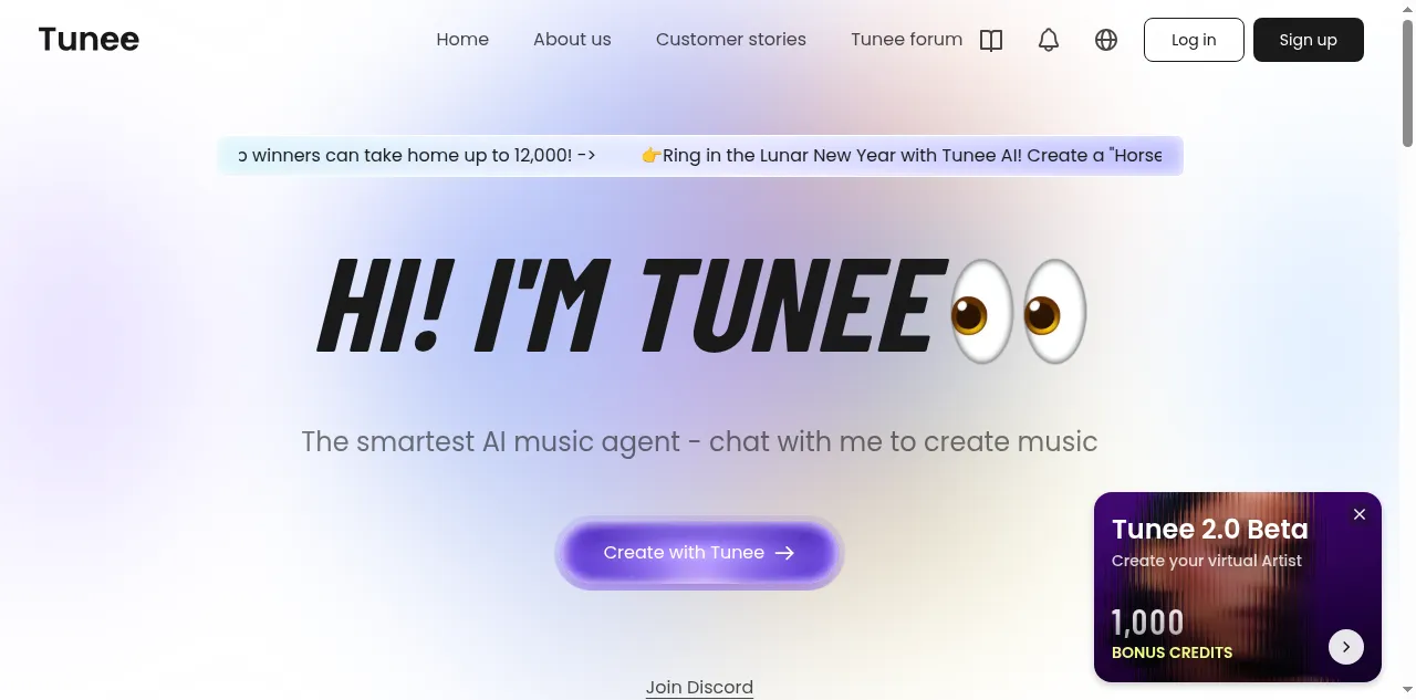 Preview of tunee.ai