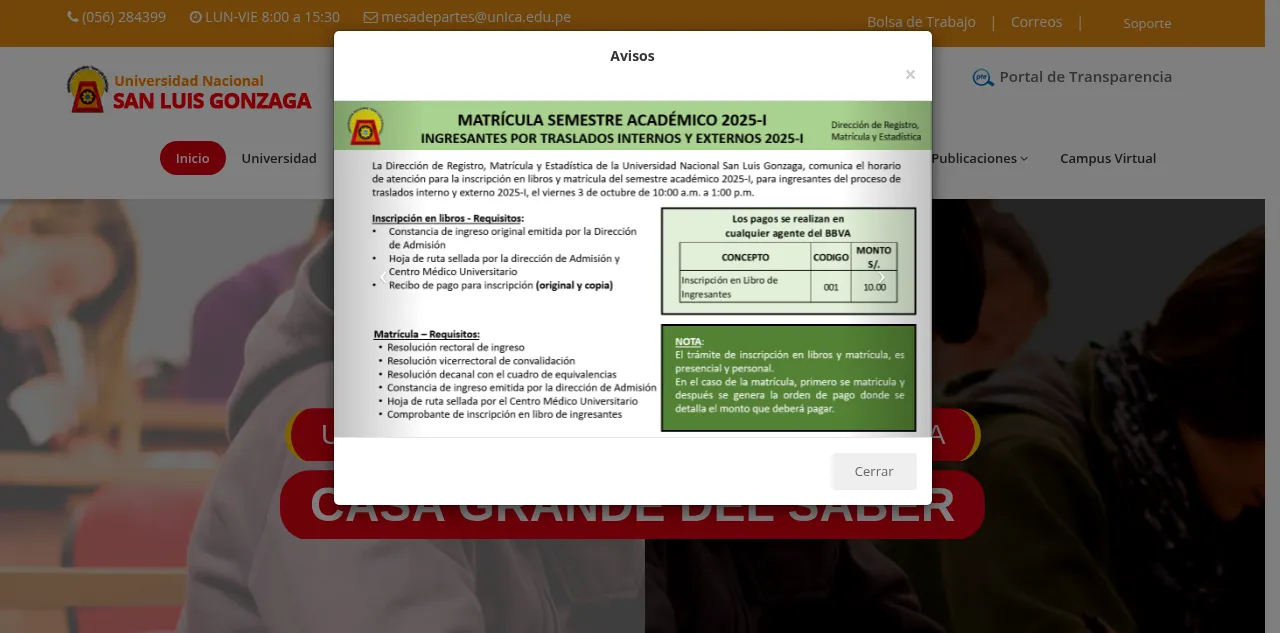 Preview of unica.edu.pe