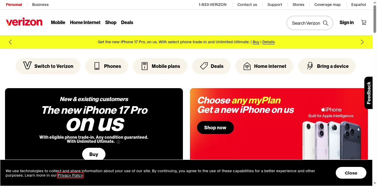 Preview of verizonwireless.com