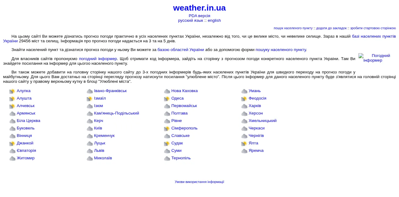 Preview of weather.in.ua